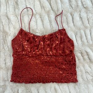 Urban Outfitters Red Smocked Crop Camisole